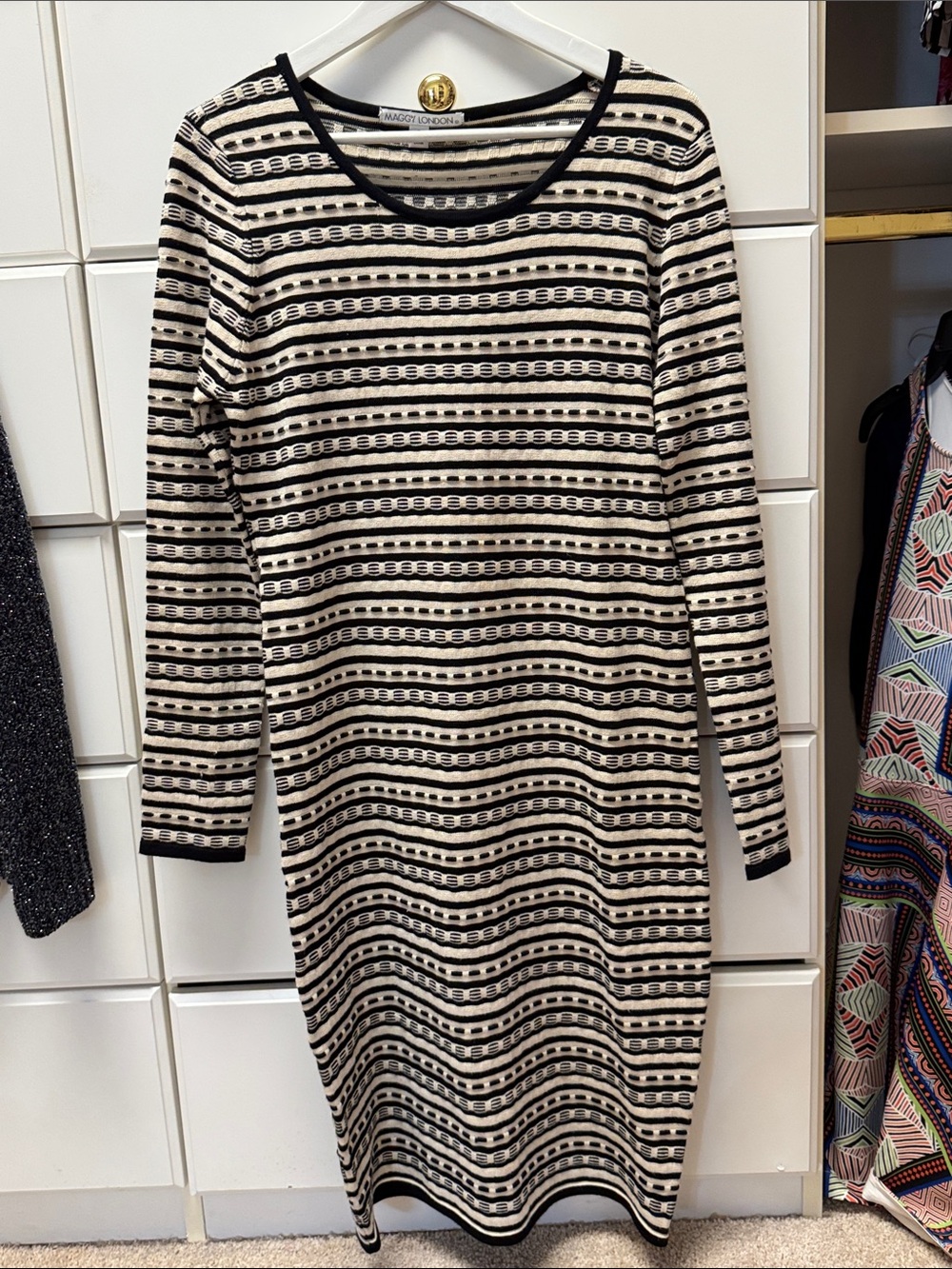 Striped Long-sleeve Sweater Dress